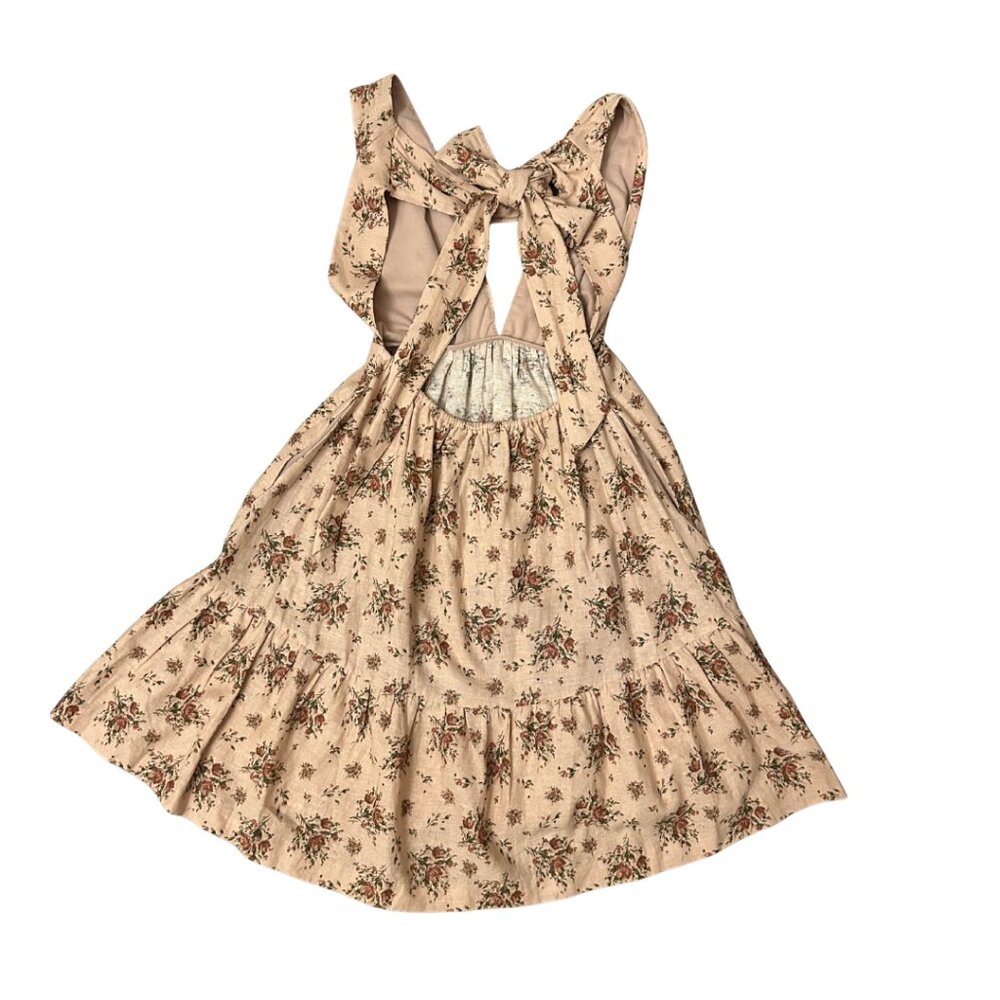 NWOT House of Harlow 1960 Size S Linen Floral Pink Mini Dress Open Back Tie - Picture 3 of 8